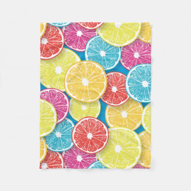 Citrus fruit slices pop art fleece blanket (Front)