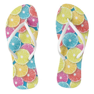 Citrus fruit slices pop art flip flops