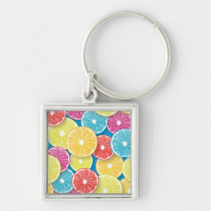 Citrus fruit slices pop art key ring