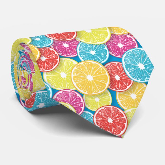 Citrus fruit slices pop art tie (Rolled)