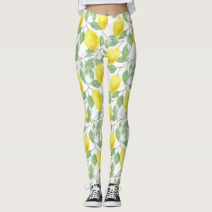 Citrus fruits botanical pattern.Active training Leggings