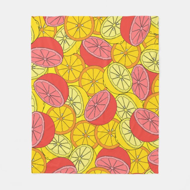 Citrus Fruits Bright Seamless Pattern Fleece Blanket (Front)