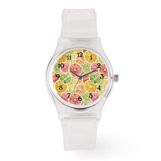 Citrus Fruits Lime Lemon Orange Grapefruit Watch (Front)