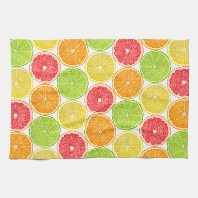 Citrus fruits pattern tea towel (Horizontal)