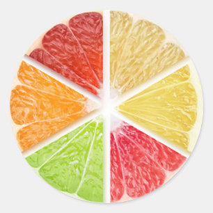Citrus fruits slices classic round sticker