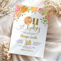 Citrus Fruits Summer Oh Baby Shower Invitation