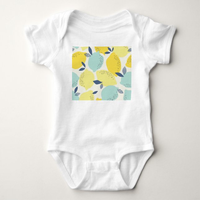 Citrus fruits, vibrant seamless pattern. baby bodysuit (Front)