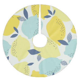 Citrus fruits, vibrant seamless pattern. brushed polyester tree skirt