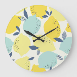 Citrus fruits, vibrant seamless pattern. large clock