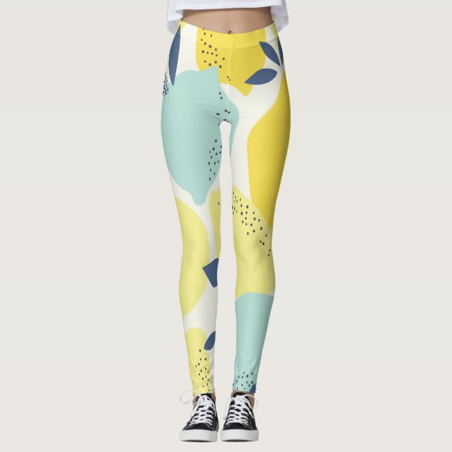 Citrus fruits, vibrant seamless pattern. leggings (Front)