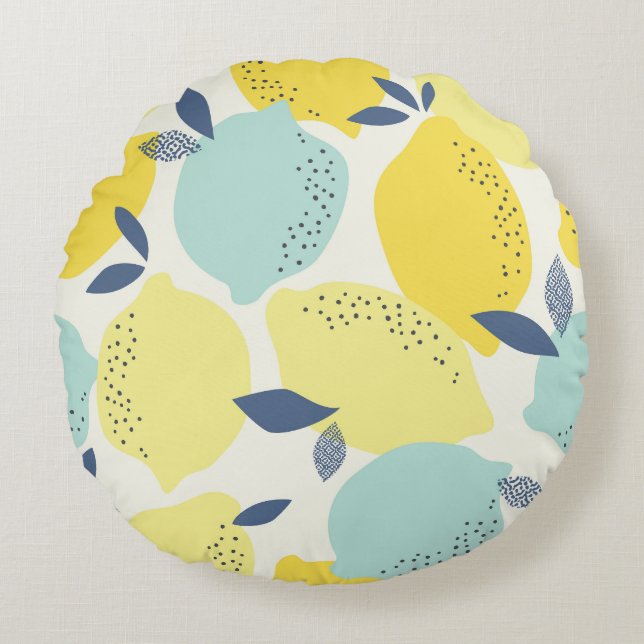 Citrus fruits, vibrant seamless pattern. round cushion (Front)