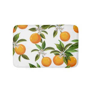 Citrus Fruits: Vintage Digital Illustration Bath Mat