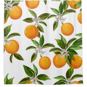 Citrus Fruits: Vintage Digital Illustration Shower Curtain