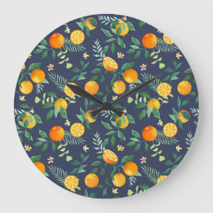 Citrus Fusion: Oranges with Tropical Flair Large Clock