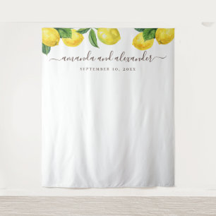 Citrus garden backdrop. Lemon wedding background Tapestry