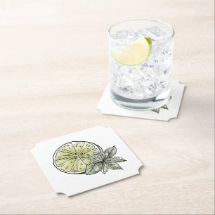 Citrus Garden Lime and Leaf Paper Coaster