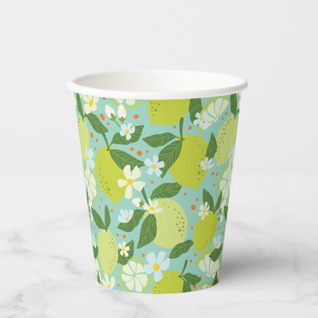 Citrus Garden Mint Green Paper Cups (Front)