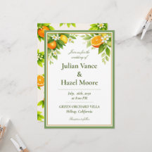 Citrus Garden Orange & Lemon Wedding Invite