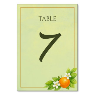 Citrus Garden Orange & Lemon Wedding Table Number