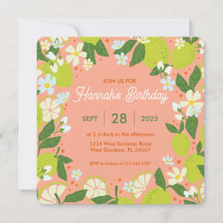 Citrus Garden Party Invitation - Editable Design