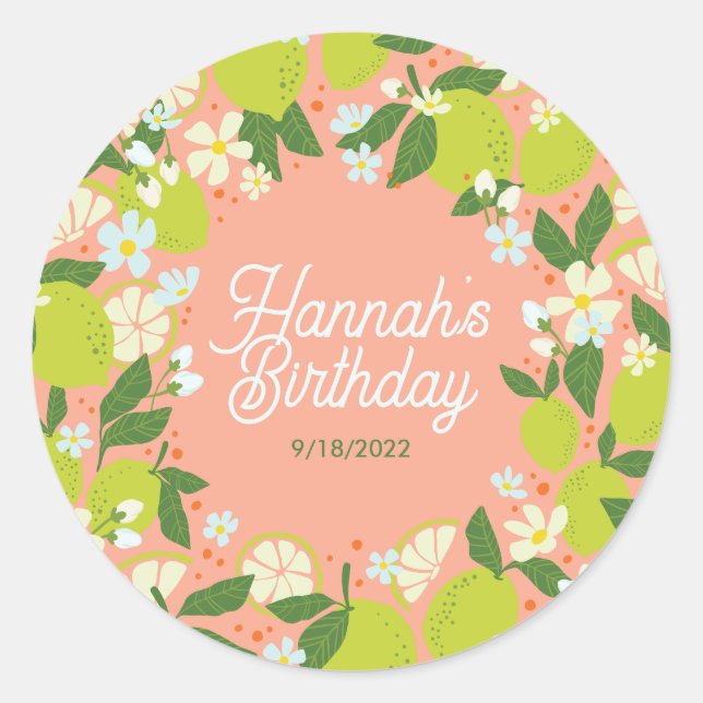 Citrus Garden Party Stickers - Editable Text (Front)