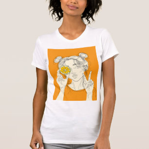 Citrus Girl Line Art Graphic T-Shirt