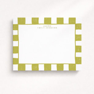 Citrus Green Chequered Note Card
