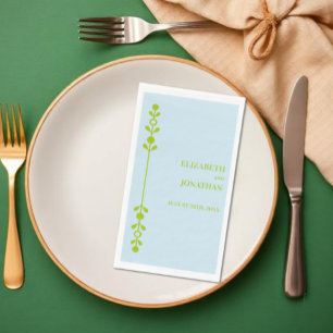 Citrus Green & Coastal Blue Wedding Napkin