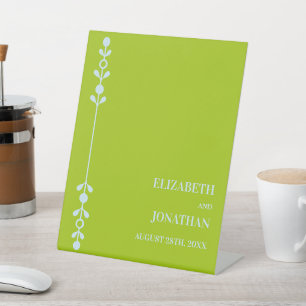Citrus Green & Coastal Blue Wedding Pedestal Sign