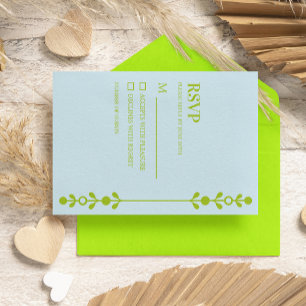 Citrus Green & Coastal Blue Wedding RSVP Card
