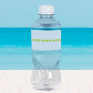 Citrus Green & Coastal Blue Wedding Water Bottle Label