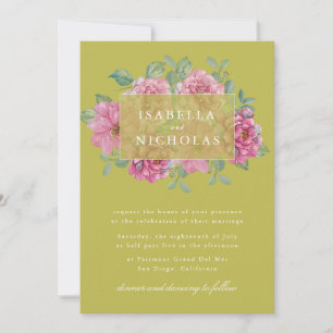 Citrus Green Floral Wedding Invitation