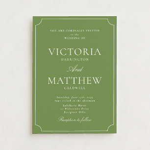 Citrus Green Modern Script Wedding Invitation