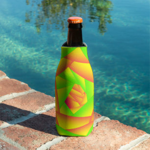 Citrus Green Orange Yellow Ombre Abstract Design  Bottle Cooler