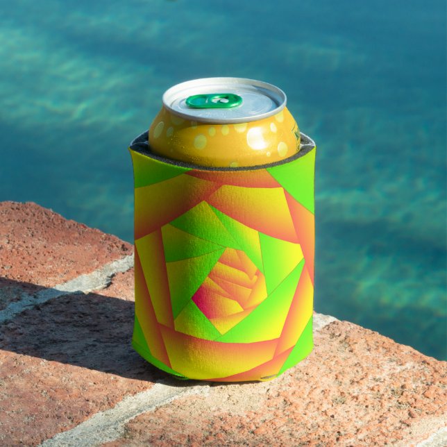 Citrus Green Orange Yellow Ombre Abstract Design  Can Cooler (In Situ Pool)