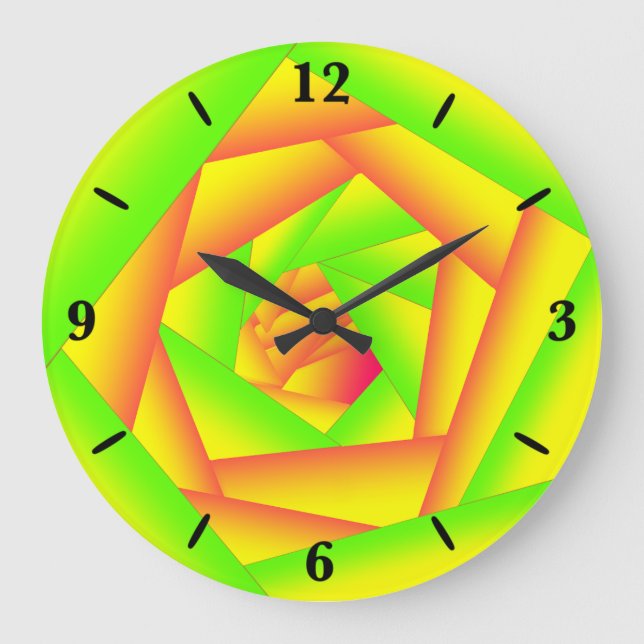 Citrus Green Orange Yellow Ombre Abstract Design   Large Clock (Front)