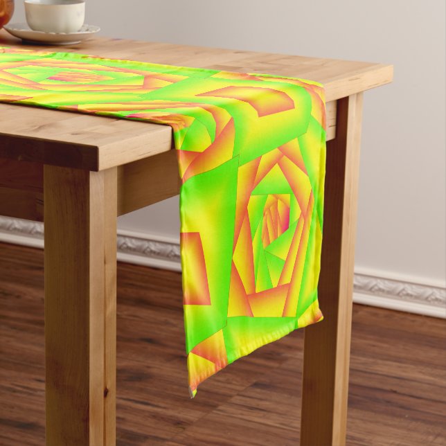 Citrus Green Orange Yellow Ombre Abstract Design  Short Table Runner (In Situ)