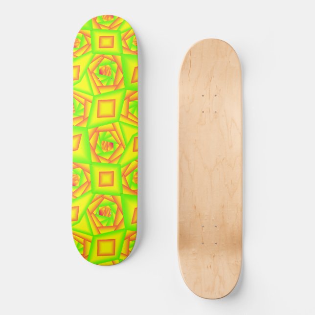 Citrus Green Orange Yellow Ombre Abstract Design  Skateboard (Front)
