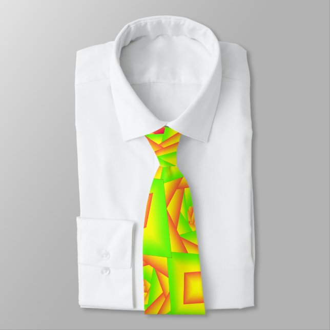 Citrus Green Orange Yellow Ombre Abstract Design  Tie (Tied)