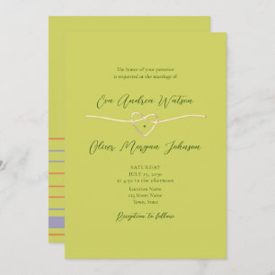 Citrus Green Photo QR Code Wedding Invitation
