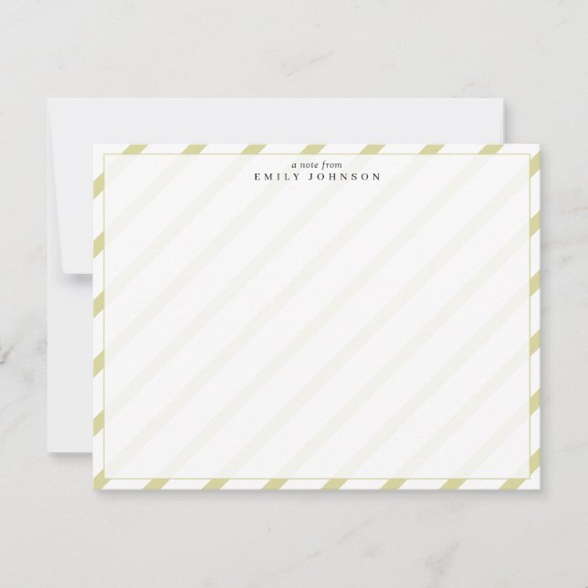 Citrus Green Stripe Frame Note Invitation (Front)