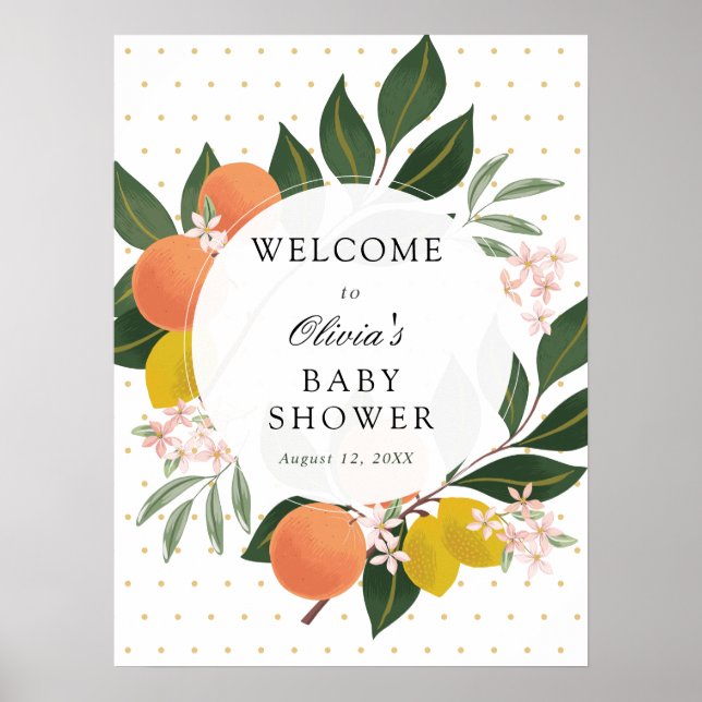 Citrus Greenery Baby Shower Welcome Sign (Front)