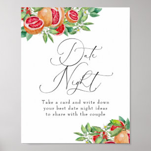 Citrus Greenery Date Night Bridal Shower Sign