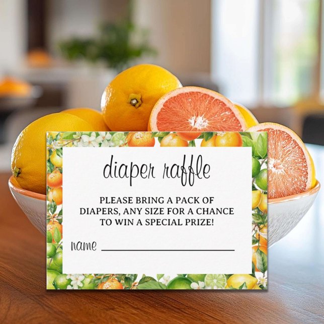 Citrus Greenery Elegant Diaper Raffle Card (Creator Uploaded)