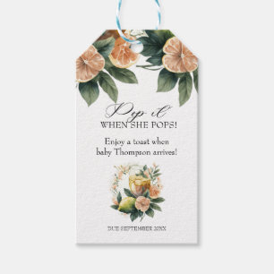Citrus Greenery Pop it when she Pops Favour Gift Tags
