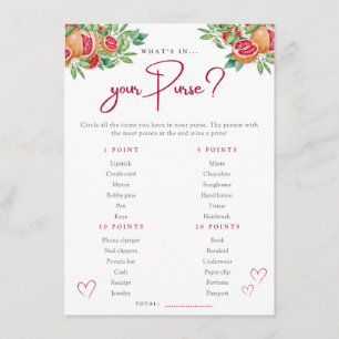 Citrus Greenery   What's in Your Purse Shower Game Enclosure Card