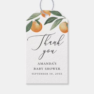 Citrus Grove Baby Shower Thank You. Elegant Orange Gift Tags