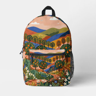 Citrus Grove Backpack-Terracotta & Cobalt Design Printed Backpack