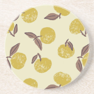 Citrus Grove-Rustic Fruit & Leaf In Earthy Tones Coaster