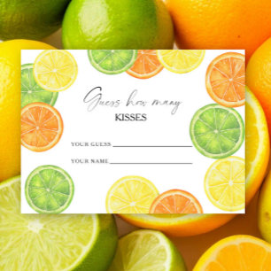 Citrus - guess how many kisses bridal game enclosure card